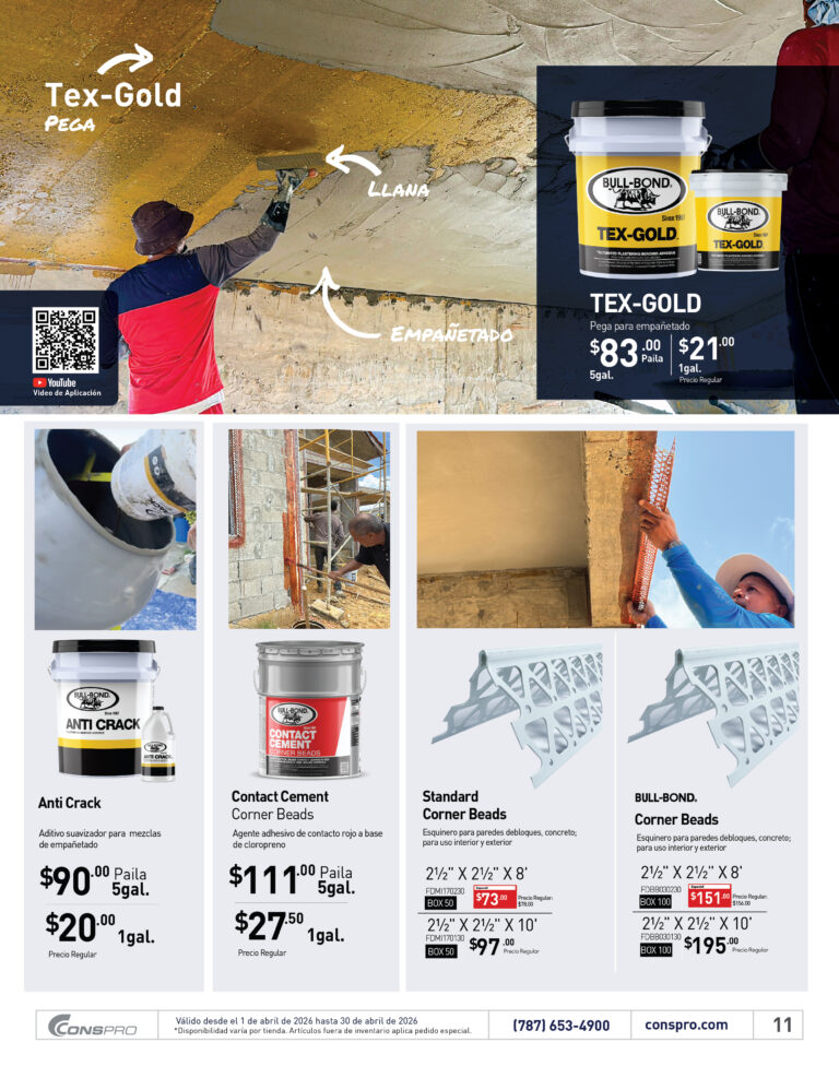 Shopper abril 2026 Conspro Puerto Rico página 11 materiales de construcción