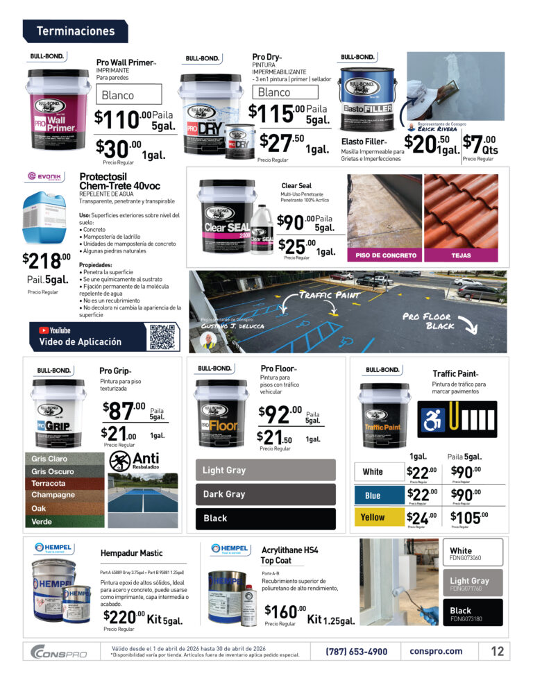 Shopper abril 2026 Conspro Puerto Rico página 12 materiales de construcción