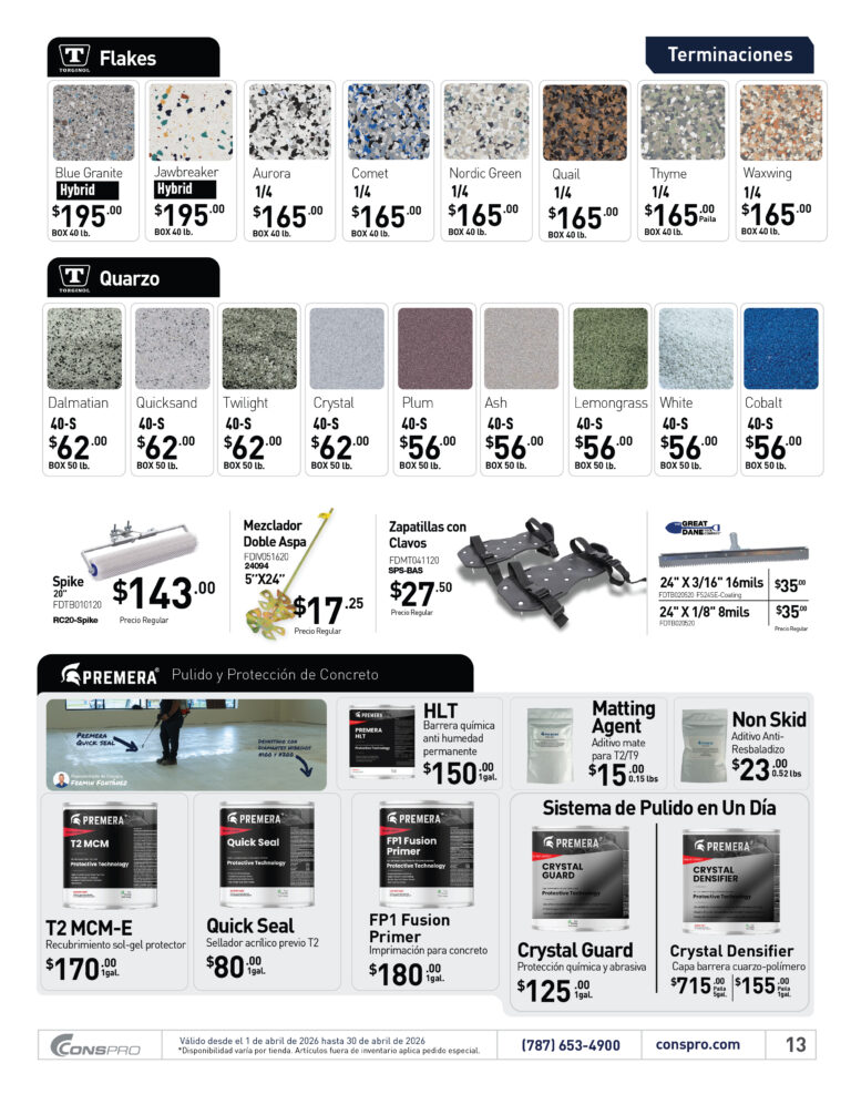 Shopper abril 2026 Conspro Puerto Rico página 13 materiales de construcción