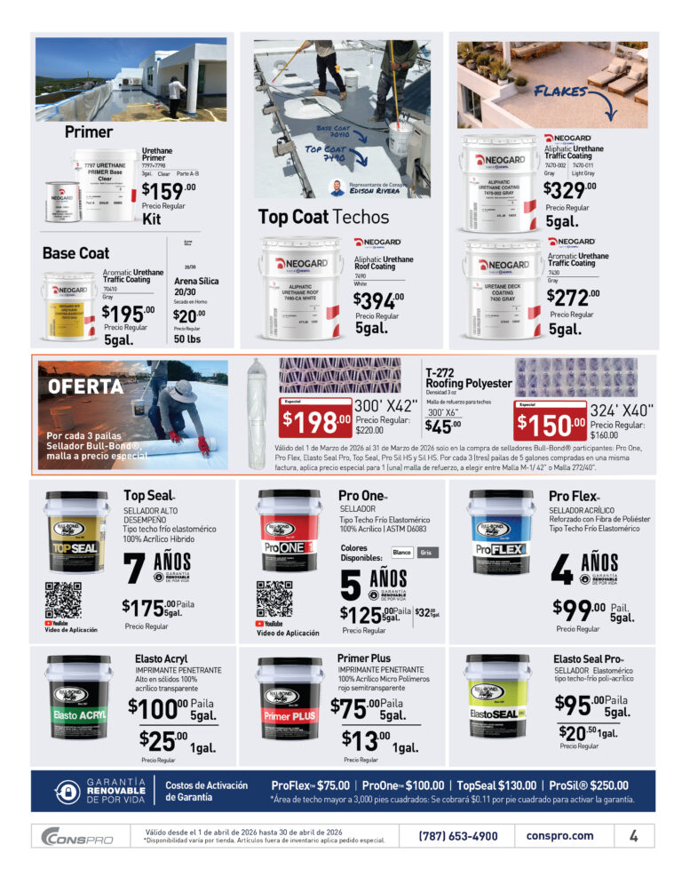 Shopper abril 2026 Conspro Puerto Rico página 4 materiales de construcción