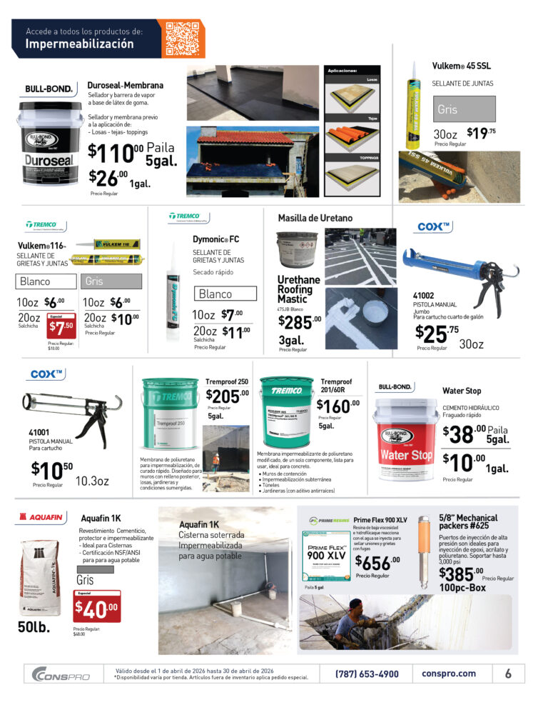 Shopper abril 2026 Conspro Puerto Rico página 6 materiales de construcción