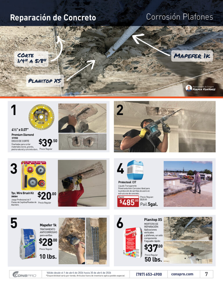 Shopper abril 2026 Conspro Puerto Rico página 7 materiales de construcción