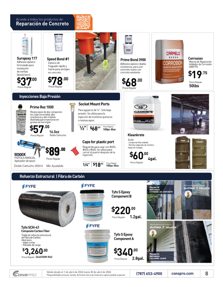 Shopper abril 2026 Conspro Puerto Rico página 8 materiales de construcción